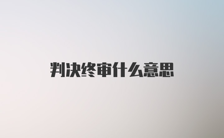 判决终审什么意思