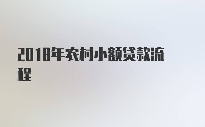 2018年农村小额贷款流程