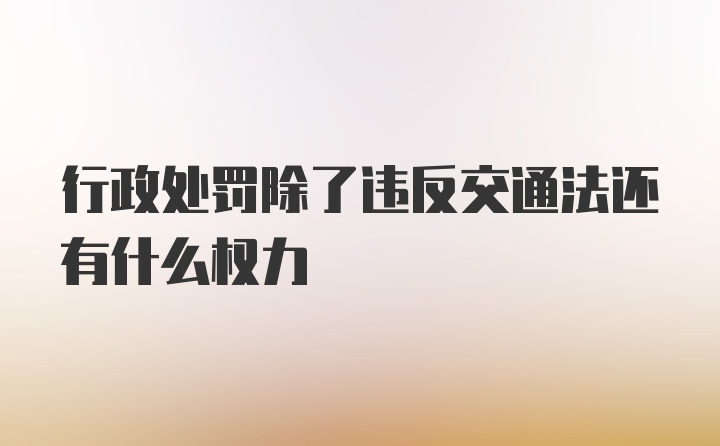 行政处罚除了违反交通法还有什么权力