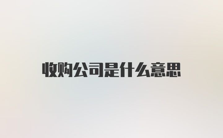 收购公司是什么意思