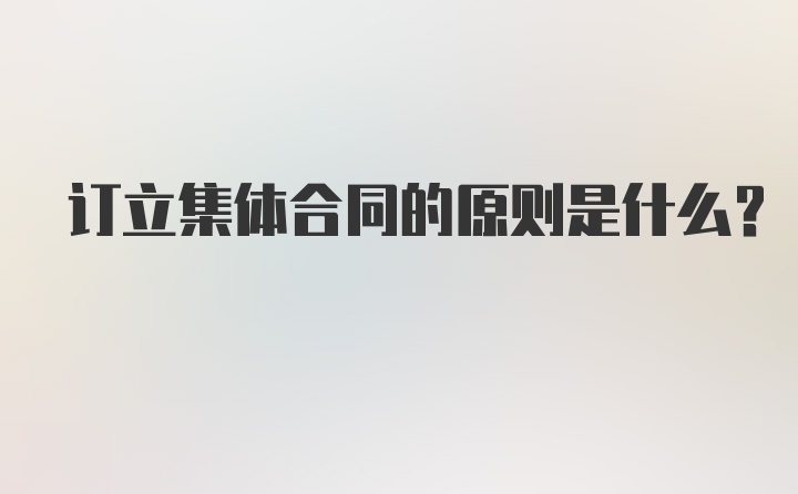 订立集体合同的原则是什么？