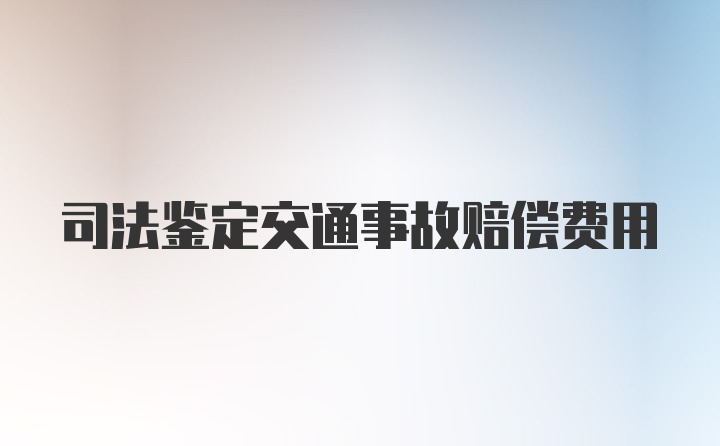 司法鉴定交通事故赔偿费用