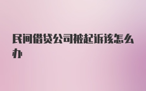 民间借贷公司被起诉该怎么办