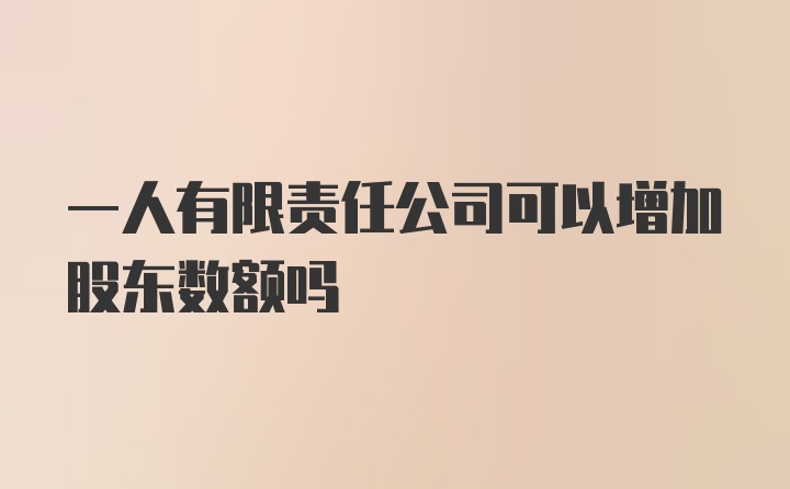 一人有限责任公司可以增加股东数额吗