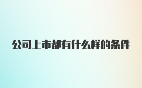 公司上市都有什么样的条件