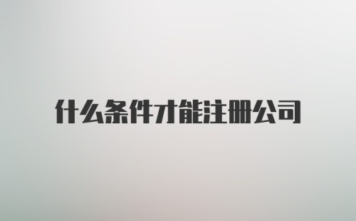 什么条件才能注册公司