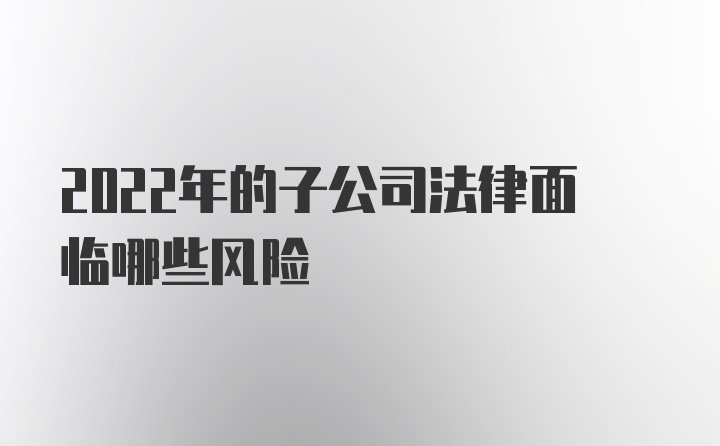 2022年的子公司法律面临哪些风险