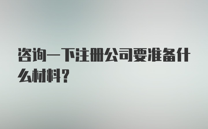 咨询一下注册公司要准备什么材料？