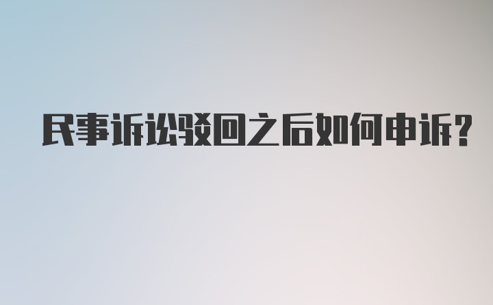 民事诉讼驳回之后如何申诉？