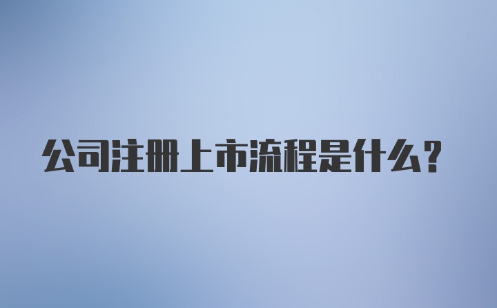 公司注册上市流程是什么？