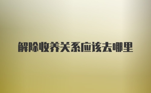 解除收养关系应该去哪里