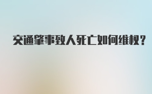 交通肇事致人死亡如何维权?