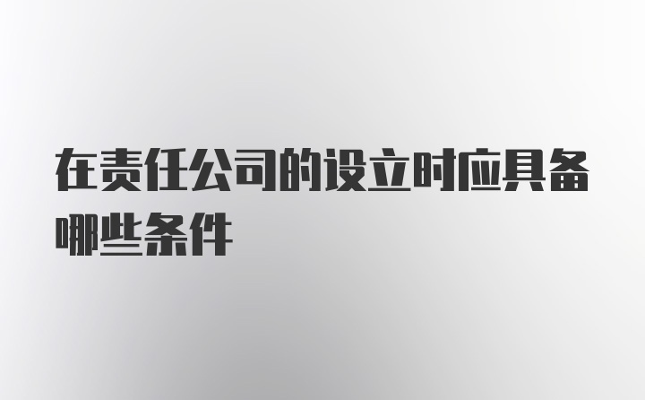 在责任公司的设立时应具备哪些条件