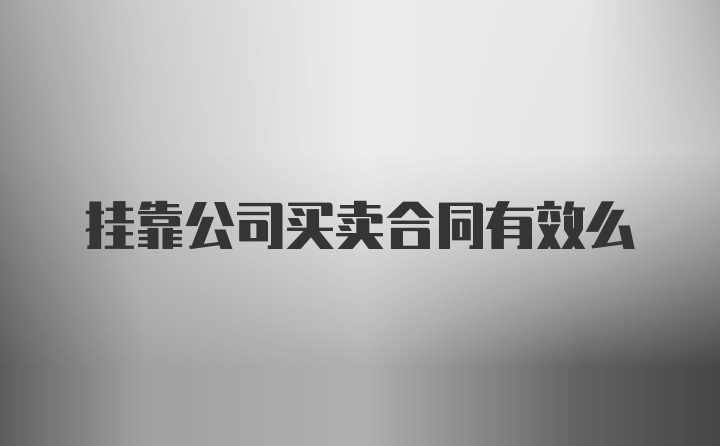 挂靠公司买卖合同有效么