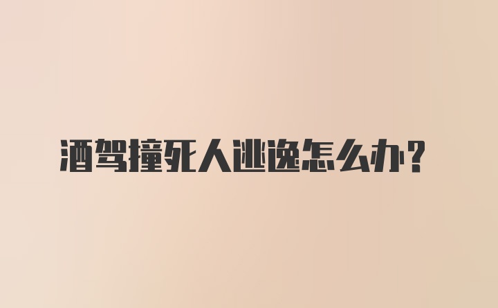 酒驾撞死人逃逸怎么办？