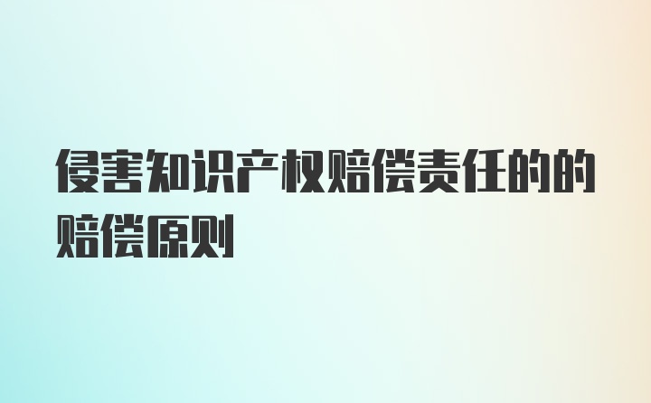 侵害知识产权赔偿责任的的赔偿原则