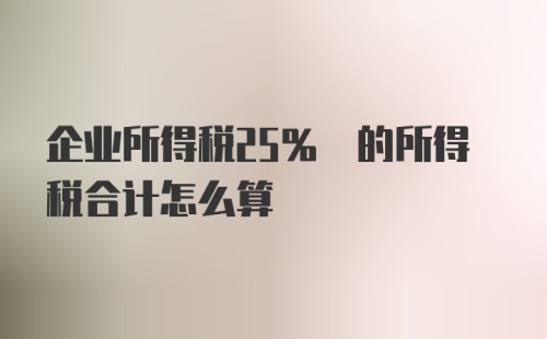 企业所得税25% 的所得税合计怎么算