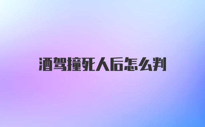 酒驾撞死人后怎么判