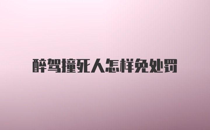 醉驾撞死人怎样免处罚