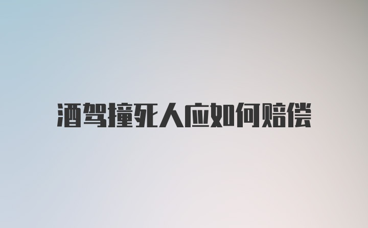 酒驾撞死人应如何赔偿