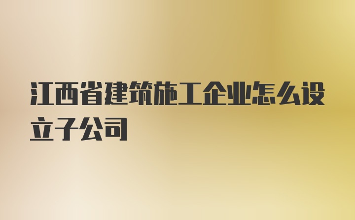 江西省建筑施工企业怎么设立子公司