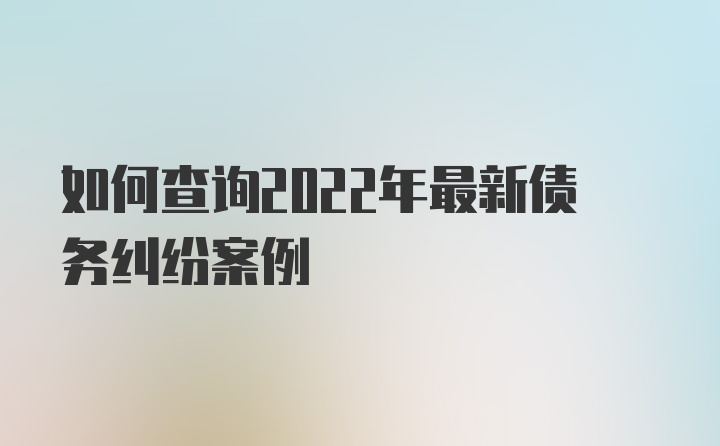 如何查询2022年最新债务纠纷案例