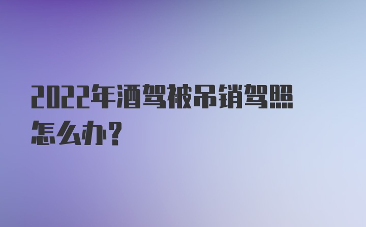 2022年酒驾被吊销驾照怎么办？