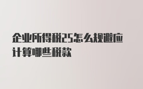 企业所得税25怎么规避应计算哪些税款