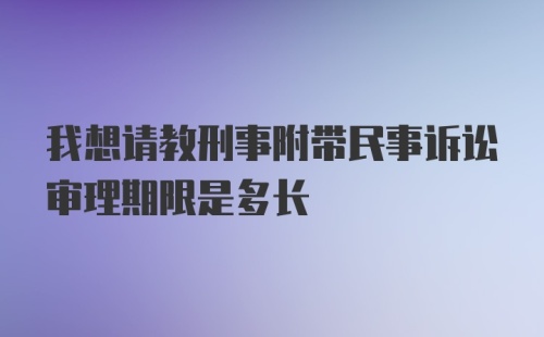 我想请教刑事附带民事诉讼审理期限是多长