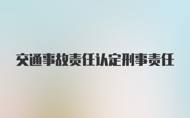 交通事故责任认定刑事责任