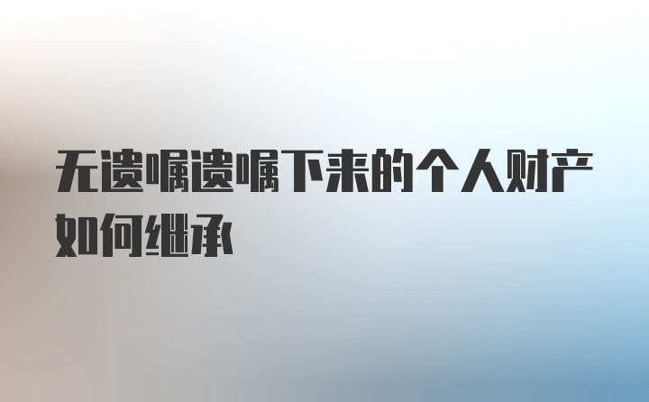 无遗嘱遗嘱下来的个人财产如何继承