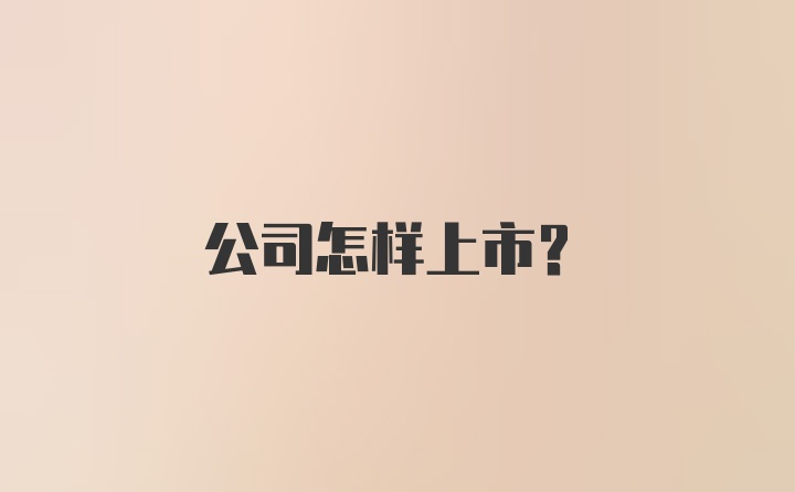 公司怎样上市？