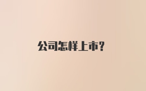 公司怎样上市？