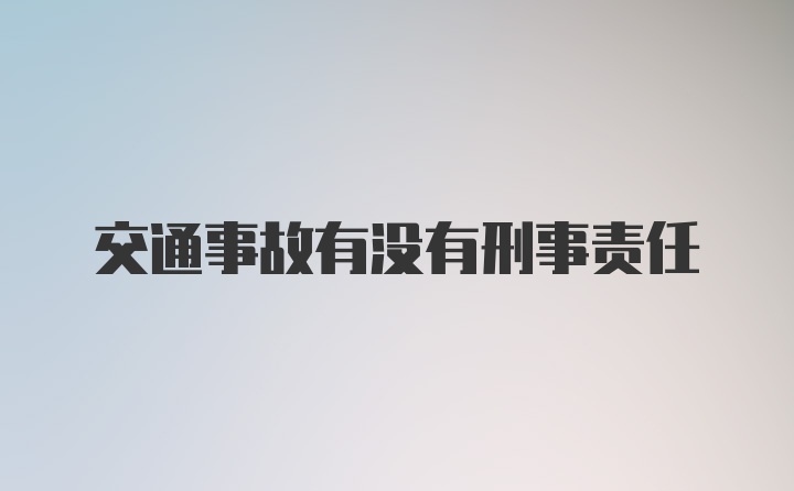 交通事故有没有刑事责任