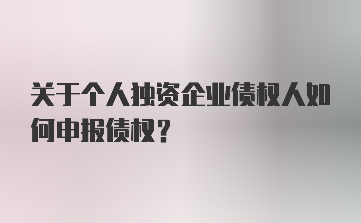 关于个人独资企业债权人如何申报债权？