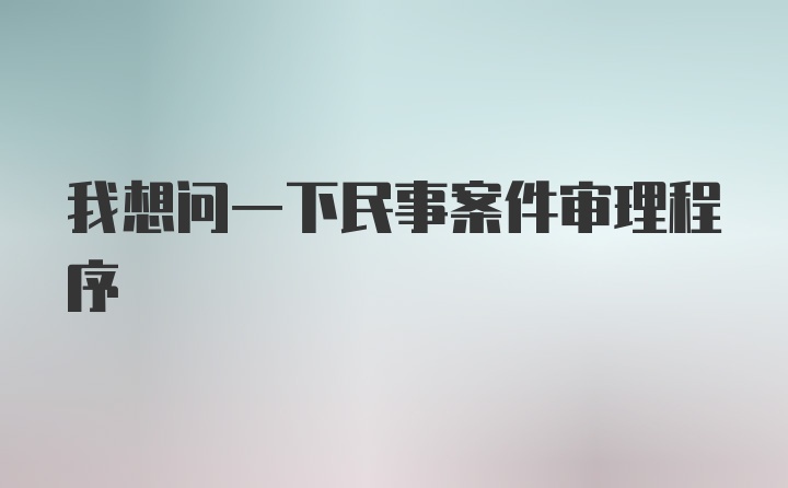 我想问一下民事案件审理程序