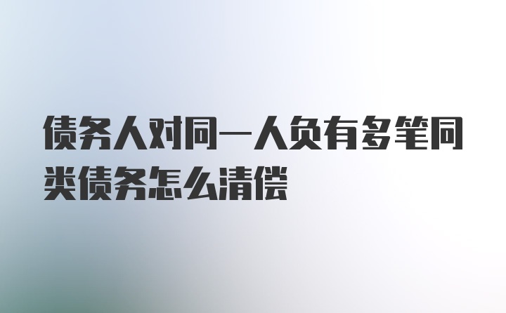 债务人对同一人负有多笔同类债务怎么清偿