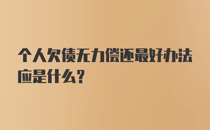 个人欠债无力偿还最好办法应是什么？