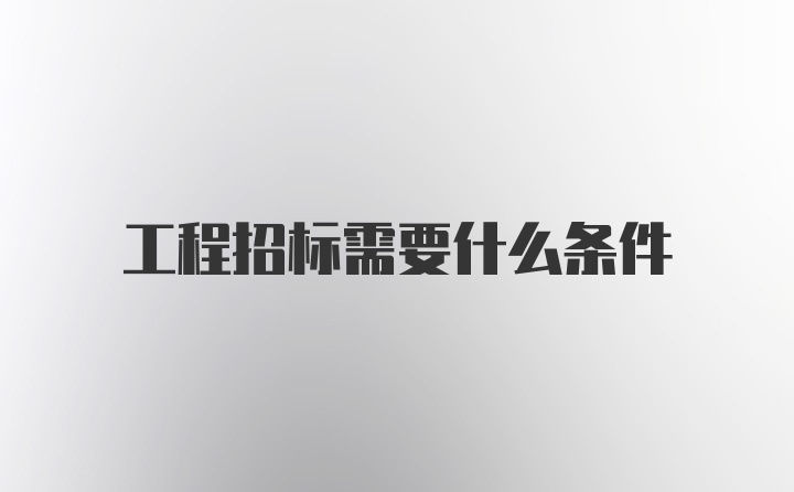 工程招标需要什么条件