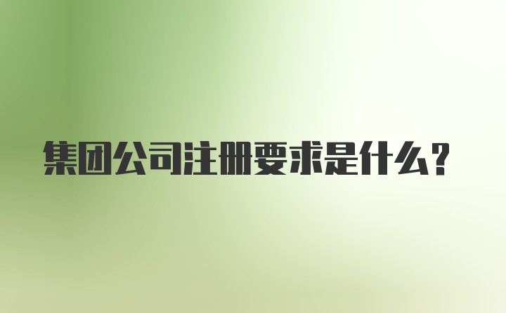 集团公司注册要求是什么？