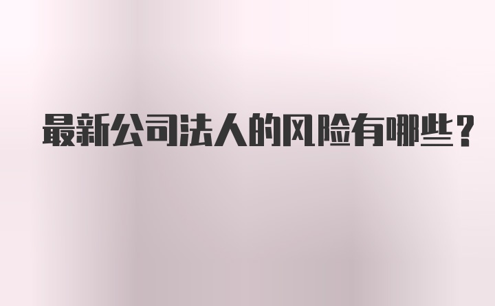 最新公司法人的风险有哪些？