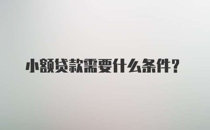 小额贷款需要什么条件？