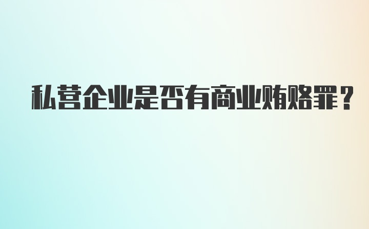 私营企业是否有商业贿赂罪？