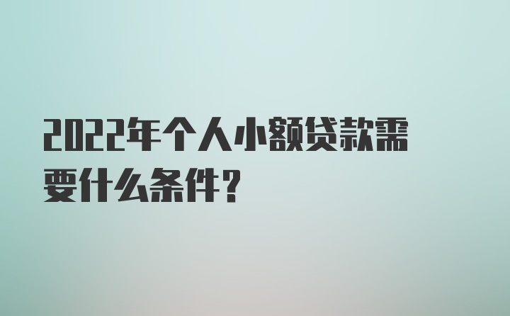 2022年个人小额贷款需要什么条件?