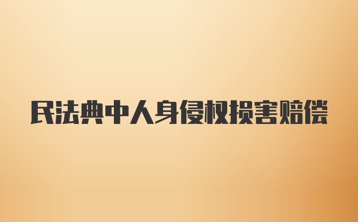 民法典中人身侵权损害赔偿