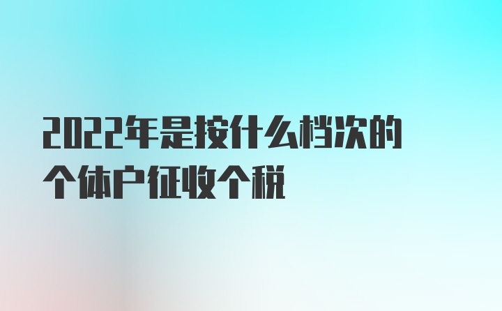 2022年是按什么档次的个体户征收个税