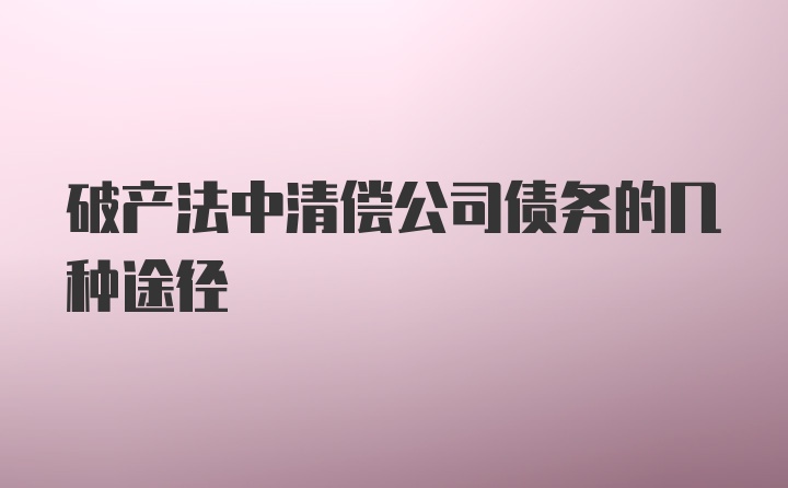 破产法中清偿公司债务的几种途径