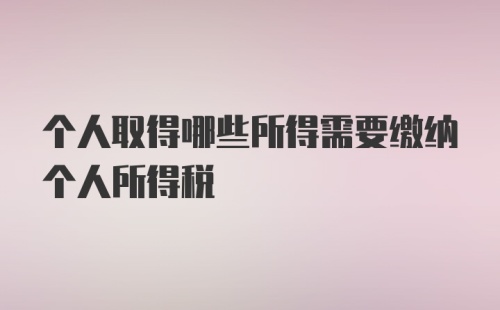 个人取得哪些所得需要缴纳个人所得税