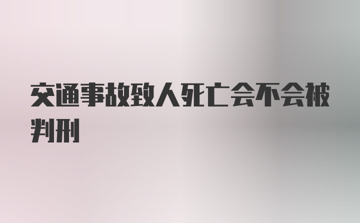 交通事故致人死亡会不会被判刑