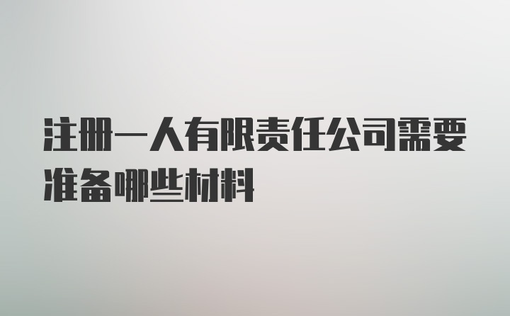 注册一人有限责任公司需要准备哪些材料